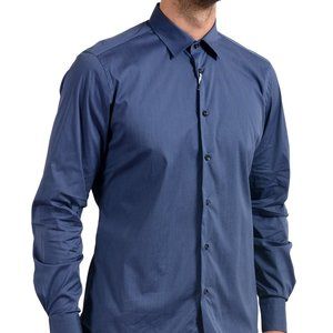 Malo Men's Blue Stretch Long Sleeve Dress Shirt